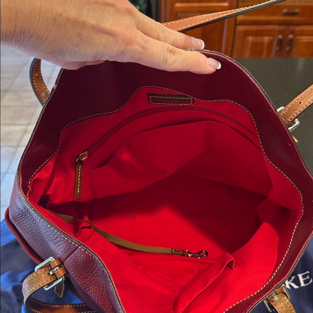 Dooney & Bourke Deep Red, Unstructured Leather Shoulder Bag - Picture 4 of 6